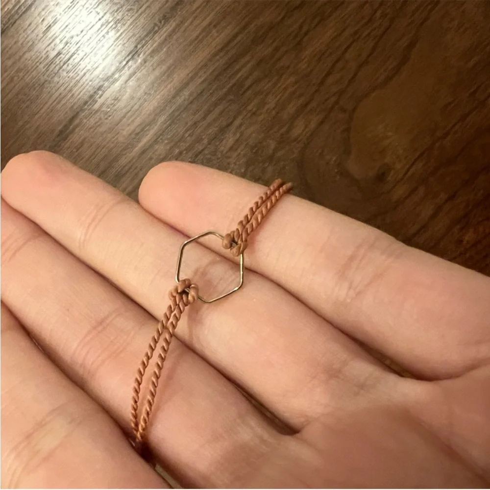 Rose Tan Hexagon Yarn Bracelet